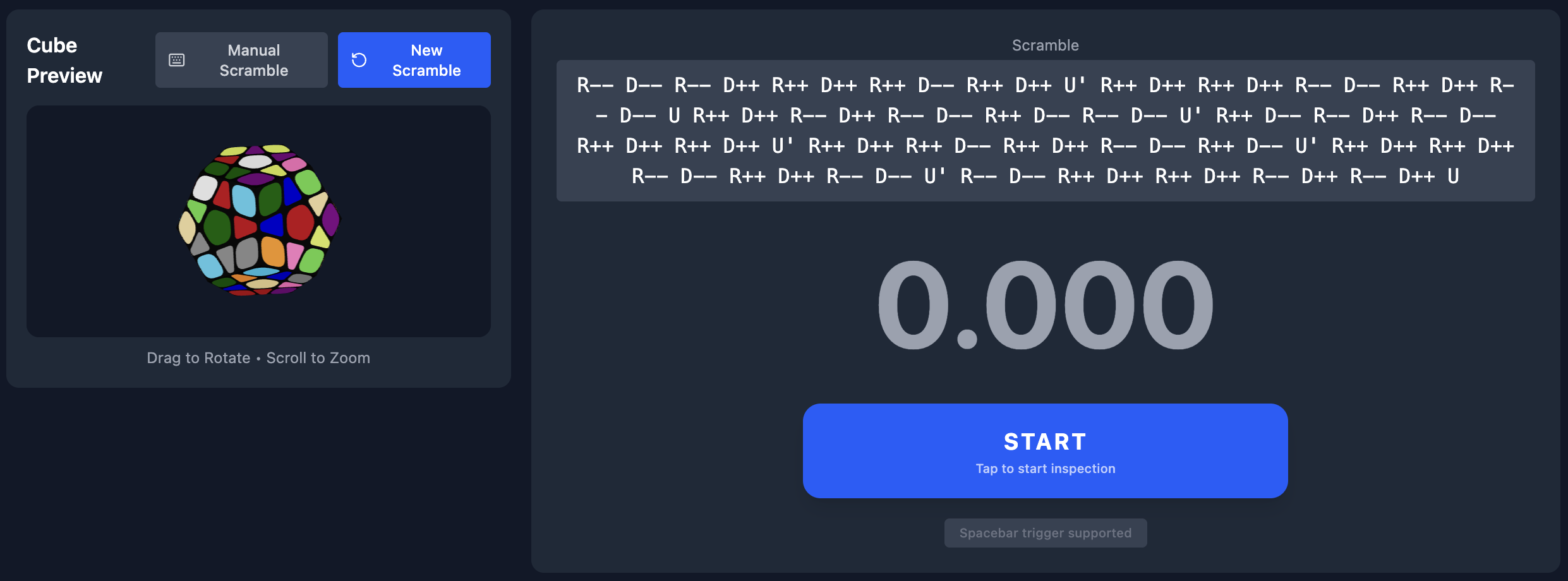 Screenshot of 3D megaminx in CubeTimer