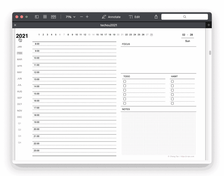 Figure: A PDF planner for 2021.